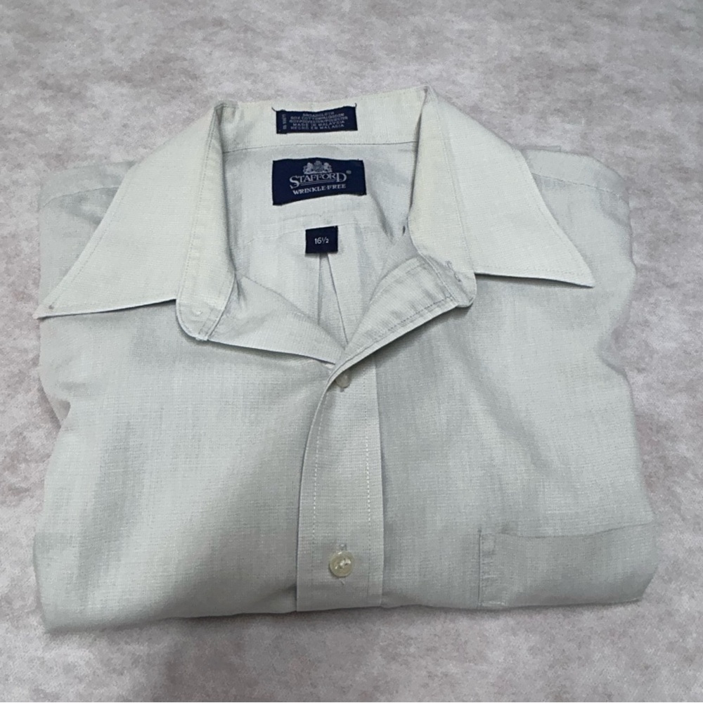 Stafford Green Casual Button Down Shirt Crisp Fabric 16.5 Men’s